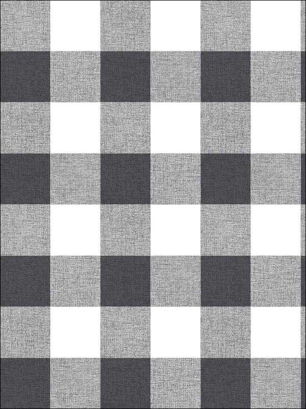 Picnic Plaid Black and White Wallpaper NW34500 by NextWall Wallpaper for sale at Wallpapers To Go