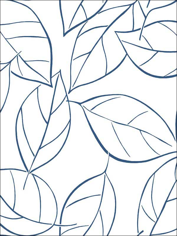 Tossed Leaves Navy Blue Wallpaper NW36502 by NextWall Wallpaper for sale at Wallpapers To Go