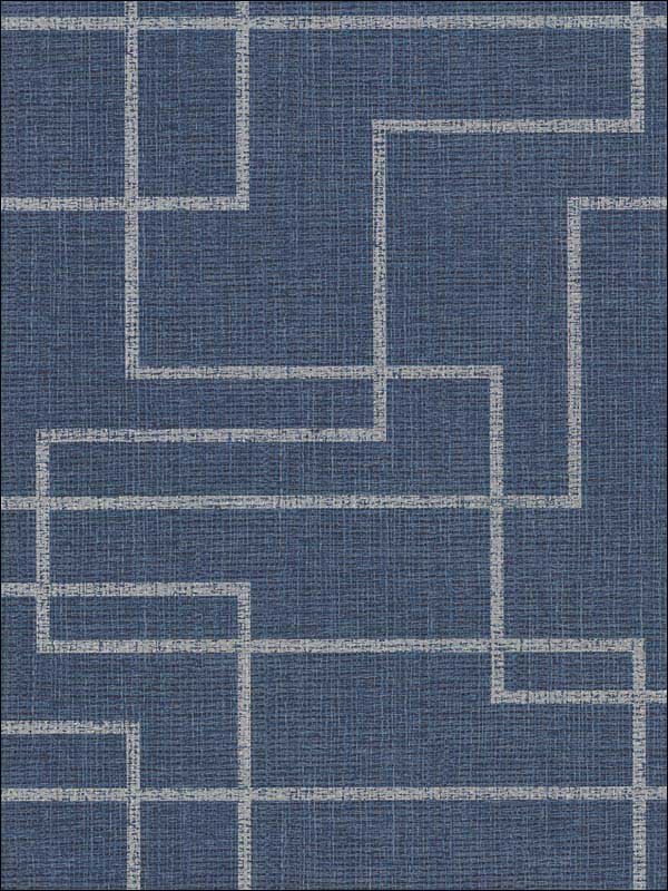 Clarendon Indigo Geometric Faux Grasscloth Wallpaper 292150512 by Warner Wallpaper for sale at Wallpapers To Go