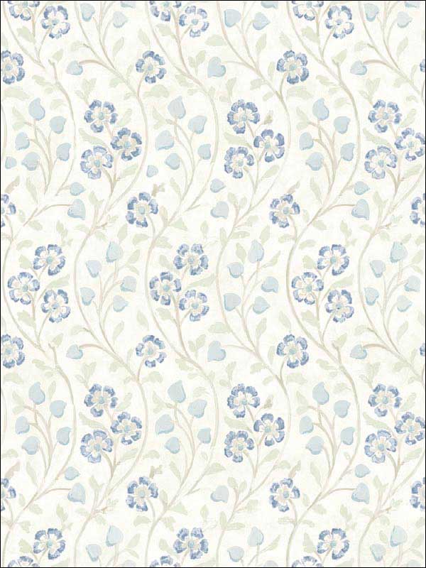 Patsy Blue Floral Wallpaper 311913052 by Chesapeake Wallpaper for sale at Wallpapers To Go