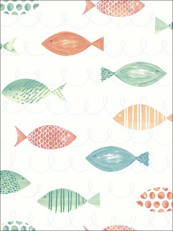 Key West Orange Sea Fish Wallpaper 312012041 by Chesapeake Wallpaper for sale at Wallpapers To Go