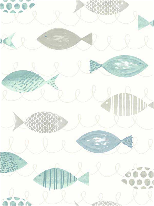 Key West Teal Sea Fish Wallpaper 312012044 by Chesapeake Wallpaper for sale at Wallpapers To Go