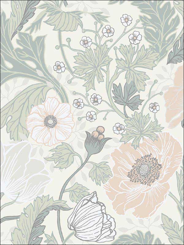 Anemone Light Grey Floral Wallpaper 294833000 by A Street Prints Wallpaper for sale at Wallpapers To Go