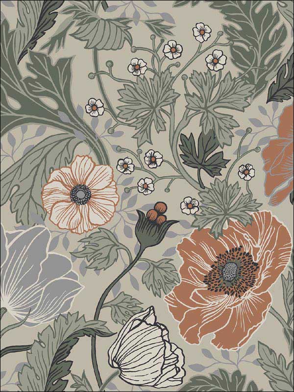 Anemone Grey Floral Wallpaper 294833001 by A Street Prints Wallpaper for sale at Wallpapers To Go
