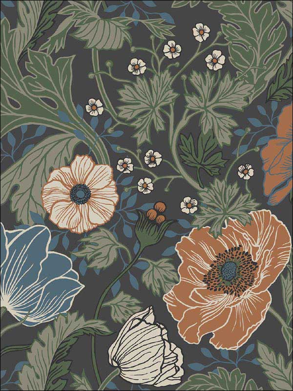 wallpaper sample for A Street Prints 294833003 Anemone Multicolor Floral Wallpaper