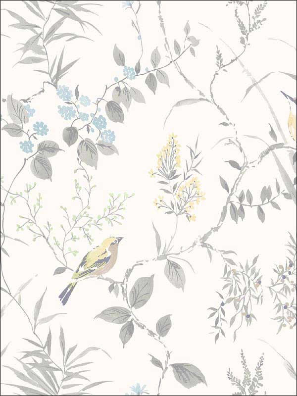 Imperial Garden Light Grey Botanical Wallpaper 290424172 by Brewster Wallpaper for sale at Wallpapers To Go