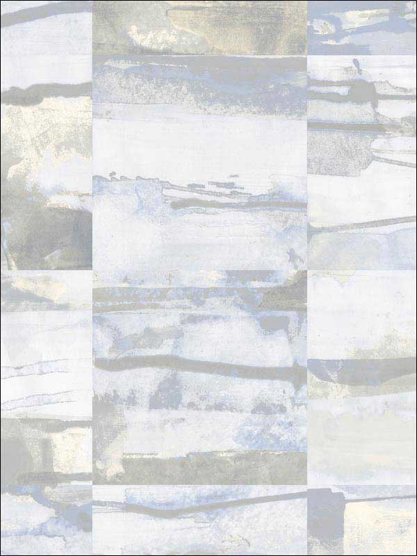 Aquarelle Tile Blue Cream Grey Wallpaper FW36812 by Patton Norwall Wallpaper for sale at Wallpapers To Go