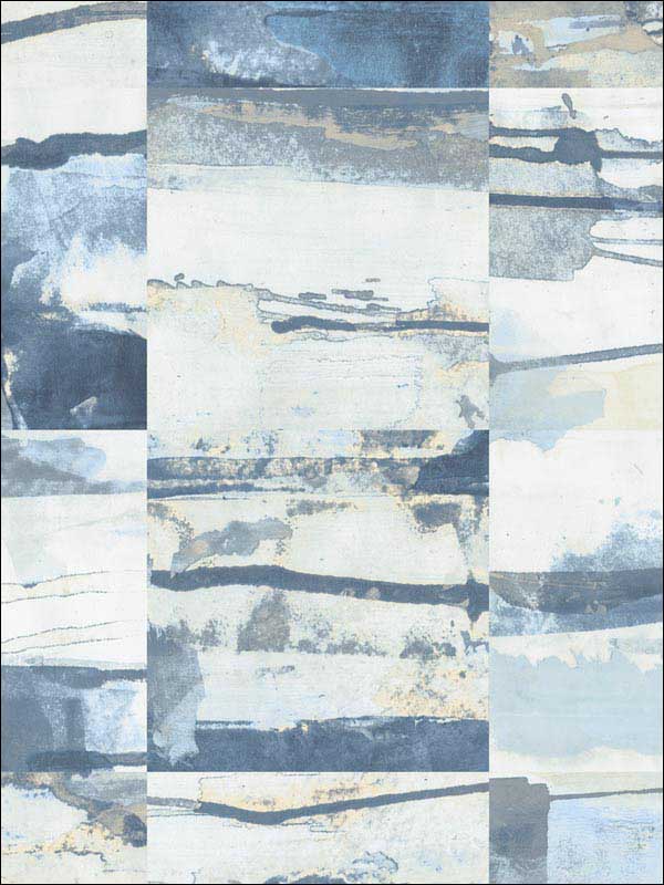 Aquarelle Tile Blue Beige Wallpaper FW36815 by Patton Norwall Wallpaper for sale at Wallpapers To Go