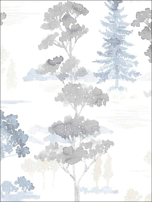 Forest Beige Blue Grey Wallpaper FW36834 by Patton Norwall Wallpaper for sale at Wallpapers To Go