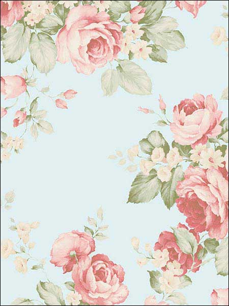 Grand Floral Blue Pink Red Green Wallpaper AB27615 by Patton Norwall Wallpaper for sale at Wallpapers To Go