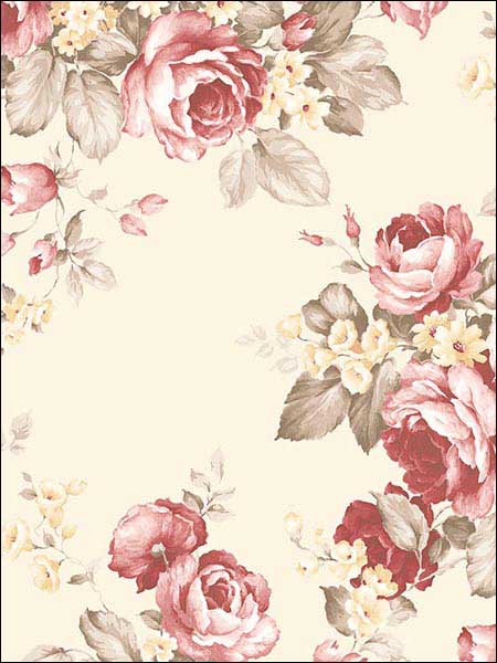 Grand Floral Red Cream Brown Wallpaper AF37702 by Patton Norwall Wallpaper for sale at Wallpapers To Go