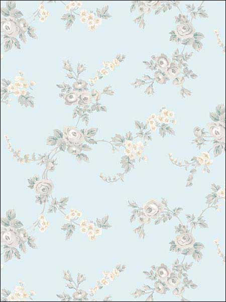 Chic Rose Turquoise Grey Yellow Wallpaper AF37706 by Patton Norwall Wallpaper for sale at Wallpapers To Go