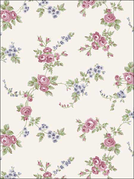 Chic Rose Plum Burgundy Rose Grey Blue Wallpaper AF37707 by Patton Norwall Wallpaper for sale at Wallpapers To Go