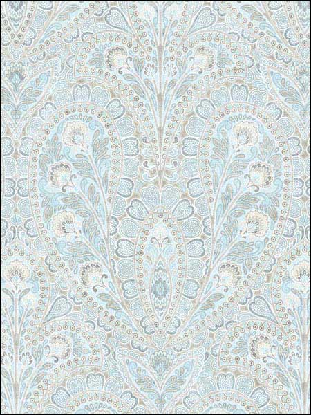 Ornamental Blue Grey Wallpaper AF37728 by Patton Norwall Wallpaper for sale at Wallpapers To Go