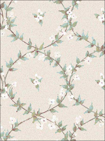 Floral Laurel Blue Beige Plum Burgandy Wallpaper AF37745 by Patton Norwall Wallpaper for sale at Wallpapers To Go