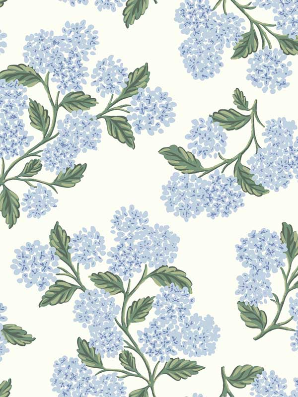 Hydrangea Blue White Wallpaper RI5143 by Rifle Paper Co