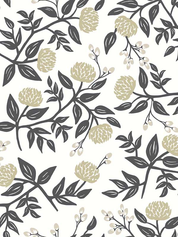 Peonies White Black Wallpaper RI5150 by Rifle Paper Co Wallpaper for sale at Wallpapers To Go