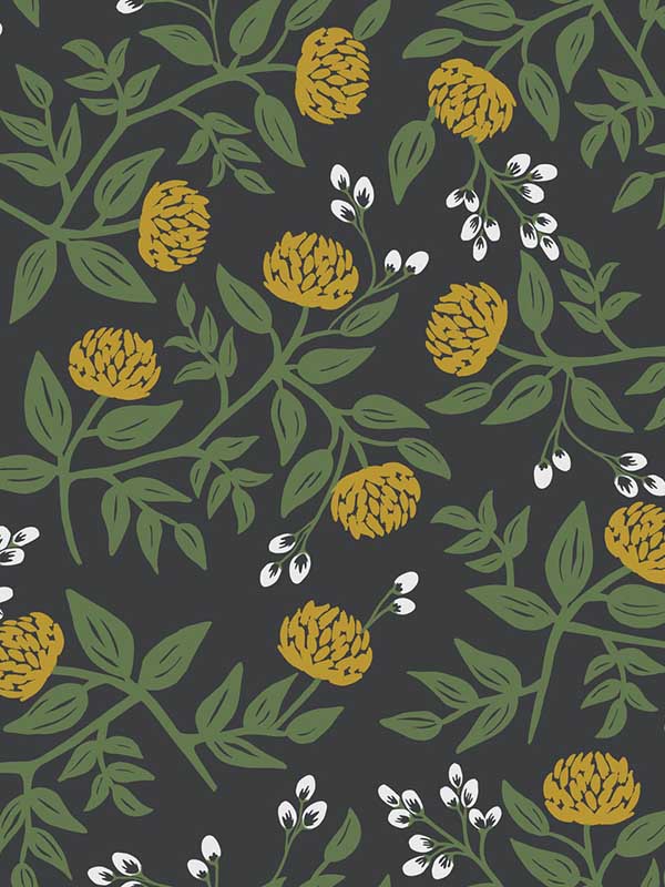 Peonies Black Gold Wallpaper RI5151 by Rifle Paper Co Wallpaper for sale at Wallpapers To Go