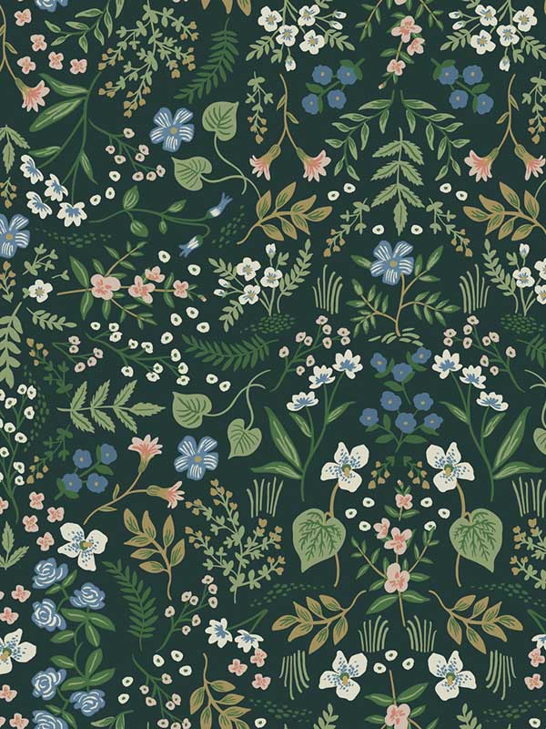 Wildwood Hunter Green Wallpaper RI5156 by Rifle Paper Co Wallpaper for sale at Wallpapers To Go
