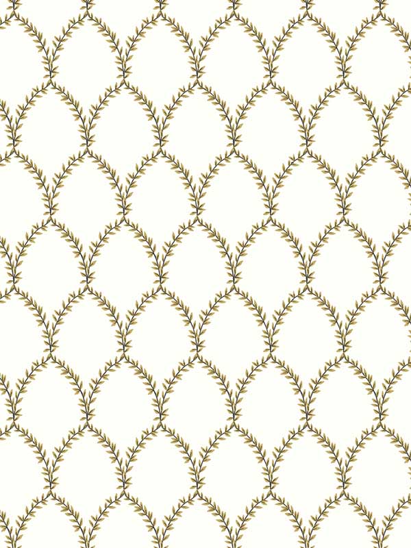 Laurel Gold White Wallpaper RI5176 by Rifle Paper Co Wallpaper for sale at Wallpapers To Go