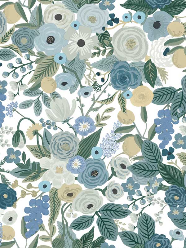 Garden Party Blue Peel and Stick Wallpaper PSW1201RL by Rifle Paper Co Wallpaper for sale at Wallpapers To Go