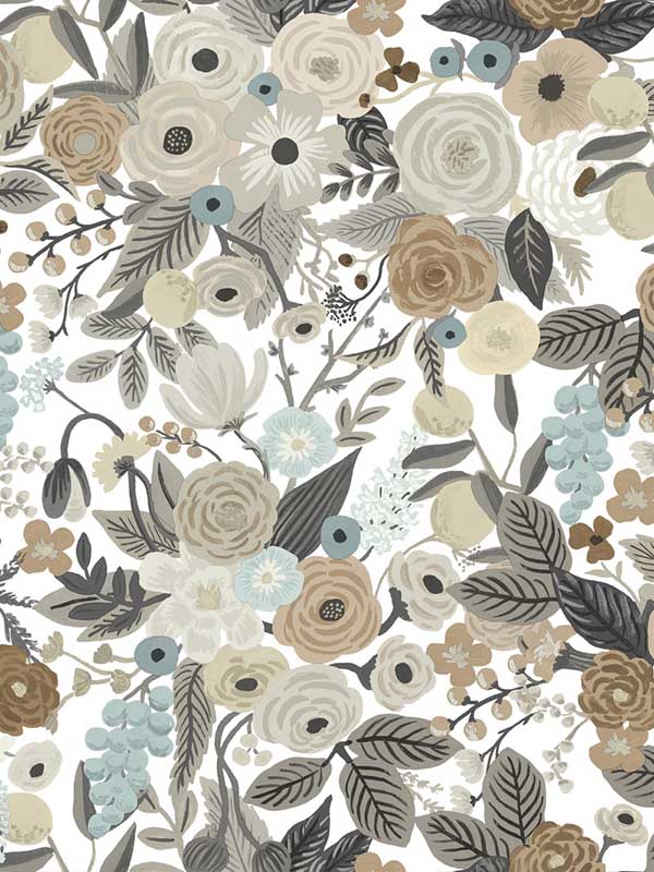 Garden Party Off White Brown Peel and Stick Wallpaper PSW1202RL by Rifle Paper Co Wallpaper for sale at Wallpapers To Go