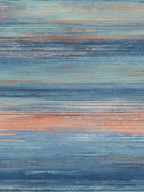 Sunset Stripes Blueberry Vermillion Orange Wallpaper LW50406 by Seabrook Wallpaper for sale at Wallpapers To Go