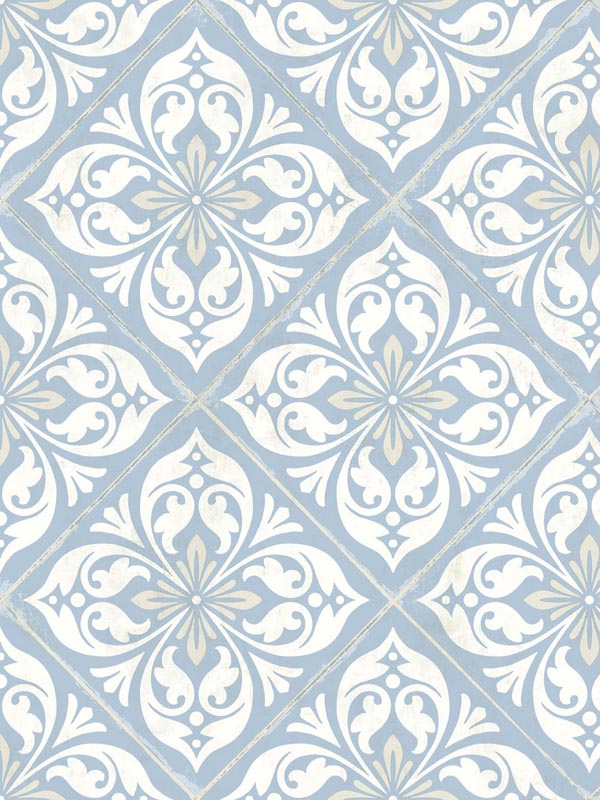 Plumosa Tile Carolina Blue Arrowroot Wallpaper LN11002 by Seabrook Wallpaper for sale at Wallpapers To Go