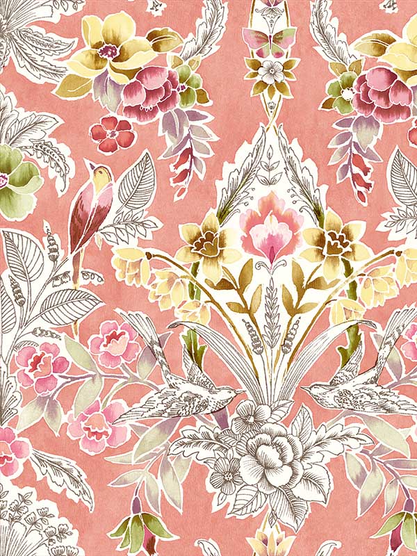 Vera Pink Floral Damask Wallpaper 290325861 by A Street Prints Wallpaper for sale at Wallpapers To Go