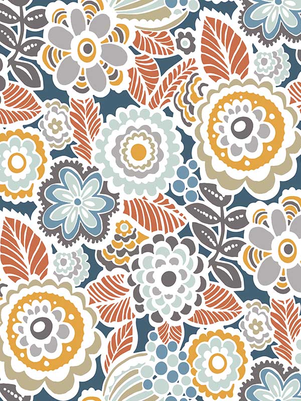 Lucy Navy Floral Wallpaper 290325866 by A Street Prints Wallpaper for sale at Wallpapers To Go