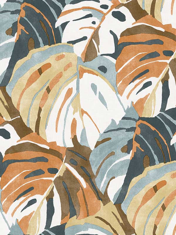 Samara Orange Monstera Leaf Wallpaper 296926011 by A Street Prints Wallpaper for sale at Wallpapers To Go