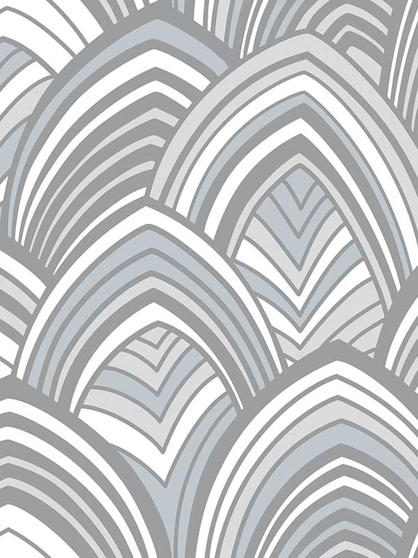 Cabarita Grey Art Deco Flocked Leaves Wallpaper 296987353 by A Street Prints Wallpaper for sale at Wallpapers To Go