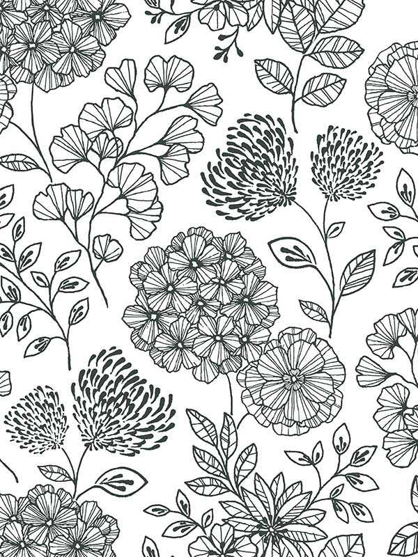 Ada Black Floral Wallpaper 297526203 by A Street Prints Wallpaper for sale at Wallpapers To Go