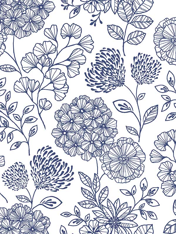 Ada Blue Floral Wallpaper 297526205 by A Street Prints Wallpaper for sale at Wallpapers To Go