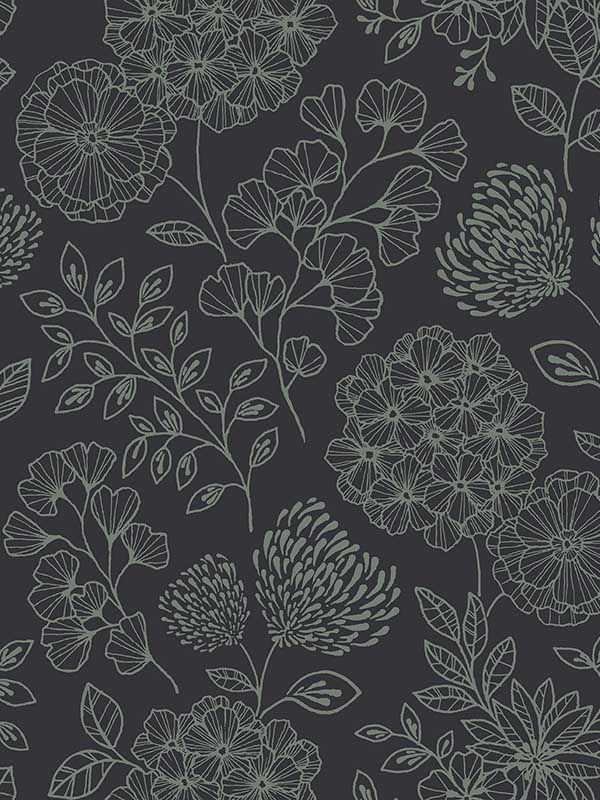 Ada Charcoal Floral Wallpaper 297526206 by A Street Prints Wallpaper for sale at Wallpapers To Go