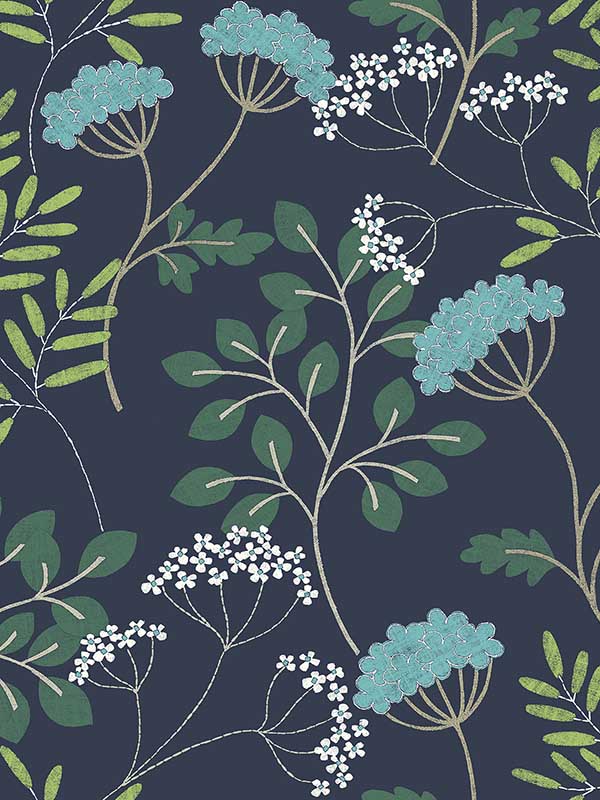 Sorrel Navy Botanicals Wallpaper 297587541 by A Street Prints Wallpaper for sale at Wallpapers To Go