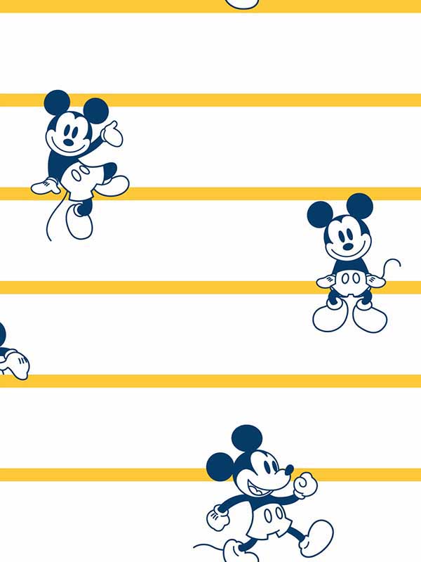Disney Mickey Mouse Stripe Yellow Wallpaper DI0931 by York Wallpaper for sale at Wallpapers To Go