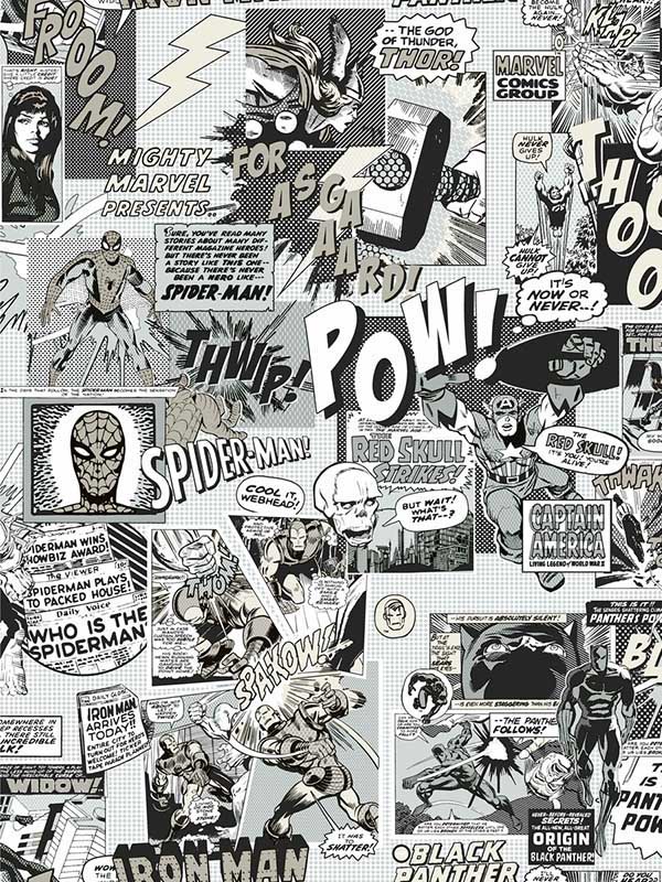 Marvel Comics Pow Black White Wallpaper DI0946 by York Wallpaper for sale at Wallpapers To Go