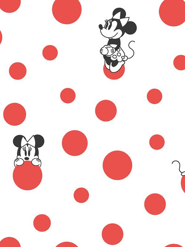 Disney Minnie Mouse Dots Red Wallpaper DI1029 by York Wallpaper for sale at Wallpapers To Go