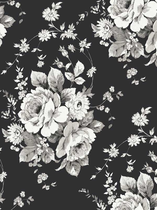 Heritage Rose Black Gray Wallpaper FH4088 by York Wallpaper for sale at Wallpapers To Go