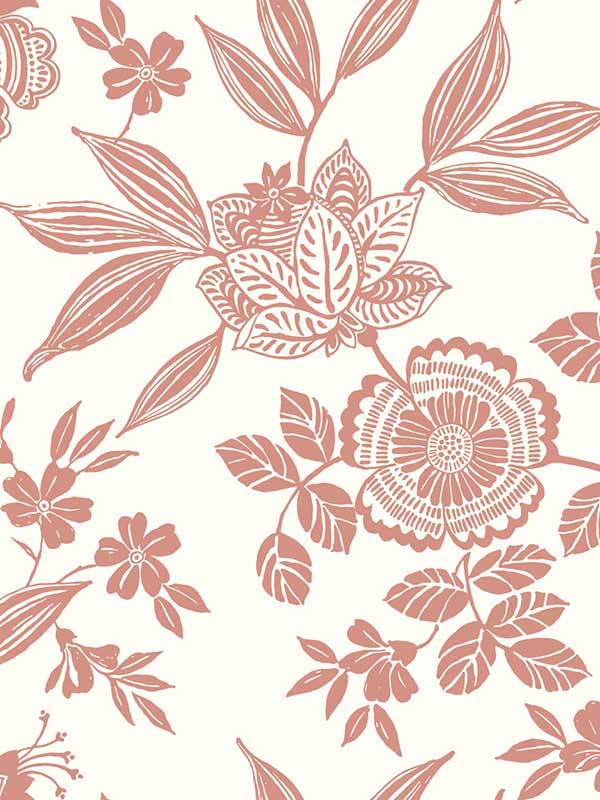 Wood Cut Jacobean Salmon Wallpaper SS2560 by York Wallpaper for sale at Wallpapers To Go