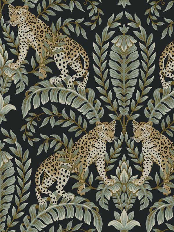 Jungle Leopard Black Green Wallpaper KT2205 by Ronald Redding Wallpaper for sale at Wallpapers To Go