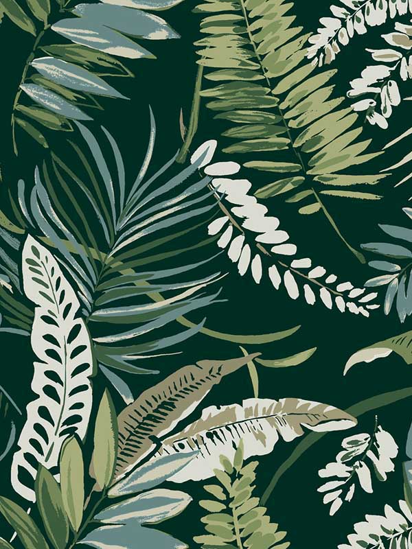 Tropical Toss Dark Green Wallpaper TC2621 by York Wallpaper for sale at Wallpapers To Go