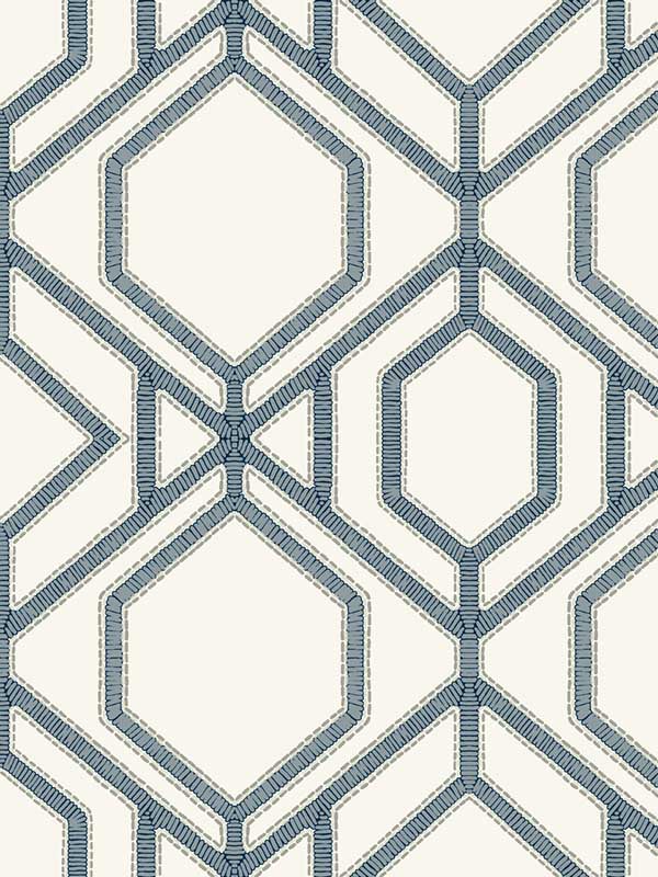 Sawgrass Trellis White Blue Wallpaper TC2634 by York Wallpaper for sale at Wallpapers To Go