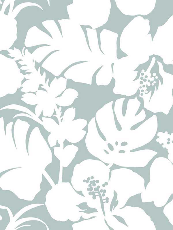 Hibiscus Arboretum Light Gray Wallpaper CV4439 by York Wallpaper for sale at Wallpapers To Go