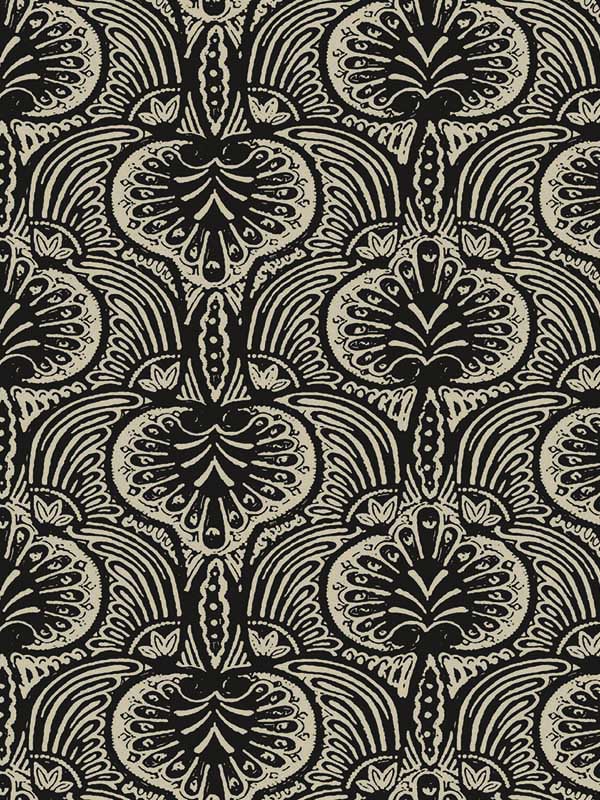 Lotus Palm Off White Black Wallpaper HO2155 by Ronald Redding Wallpaper for sale at Wallpapers To Go