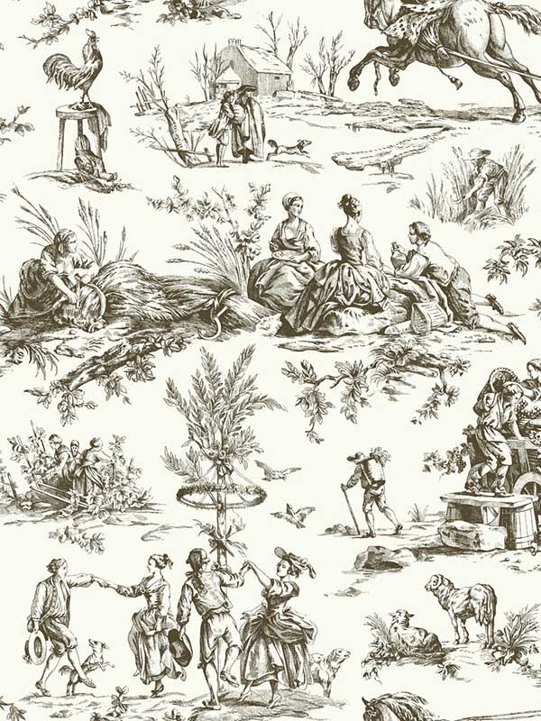 Seasons Toile Brown Wallpaper GR5921 by York Wallpaper for sale at Wallpapers To Go