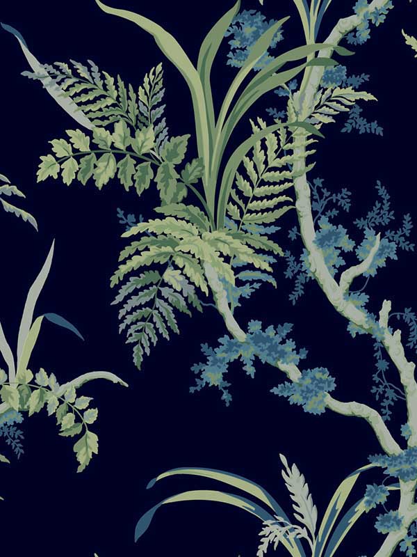 Enchanted Fern Navy Green Wallpaper GR5996 by York Wallpaper for sale at Wallpapers To Go