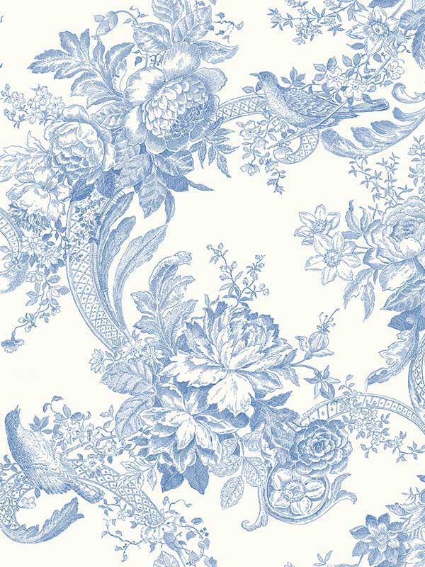 Carmel Light Blue Baroque Florals Wallpaper 292781602 by A Street Prints Wallpaper for sale at Wallpapers To Go