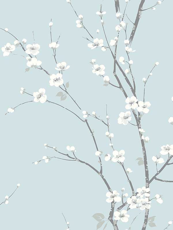 Monterey Sky Blue Floral Branch Wallpaper 292781802 by A Street Prints Wallpaper for sale at Wallpapers To Go